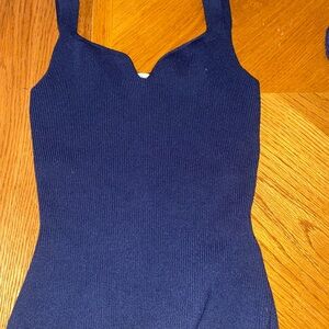 Reiss Navy Ribbed Sleeveless Top